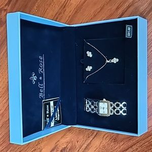 Brand new Bell & Rose watch/necklace/ earrings gift set